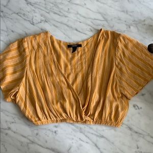 Yellow flowy crop top